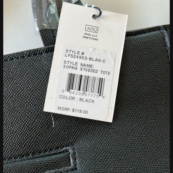 London Fog Back Sophia Studded Tote New - Picture 4 of 5